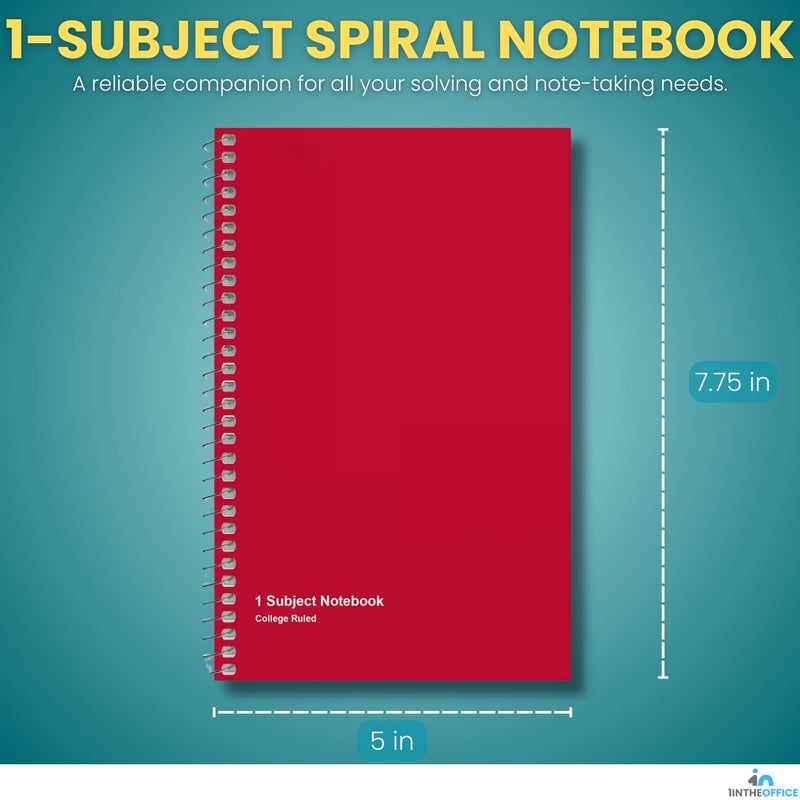 1InTheOffice 1-Subject Wirebound Notebook  College Ruled  80 Sheets  Spiral Notebook 5x7  7 3/4 "" x 5 ""  3/Pk - Image 2